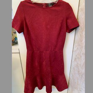 Aqua Womens Faux-suede Mini Flounce Dress In Red